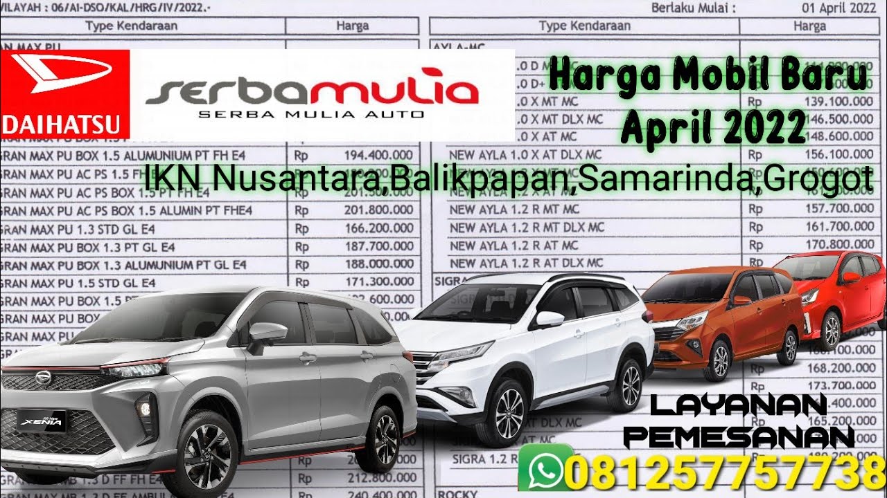 HARGA MOBIL BARU DAIHATSU APRIL 2022