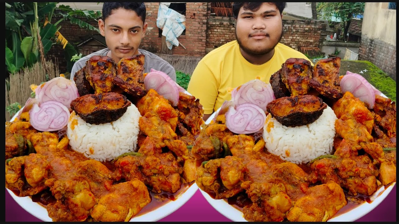 Fish Fry & Chicken Curry With Rice Eating Competition | Food Eating Challenge | AHFOODCHALLENGE |