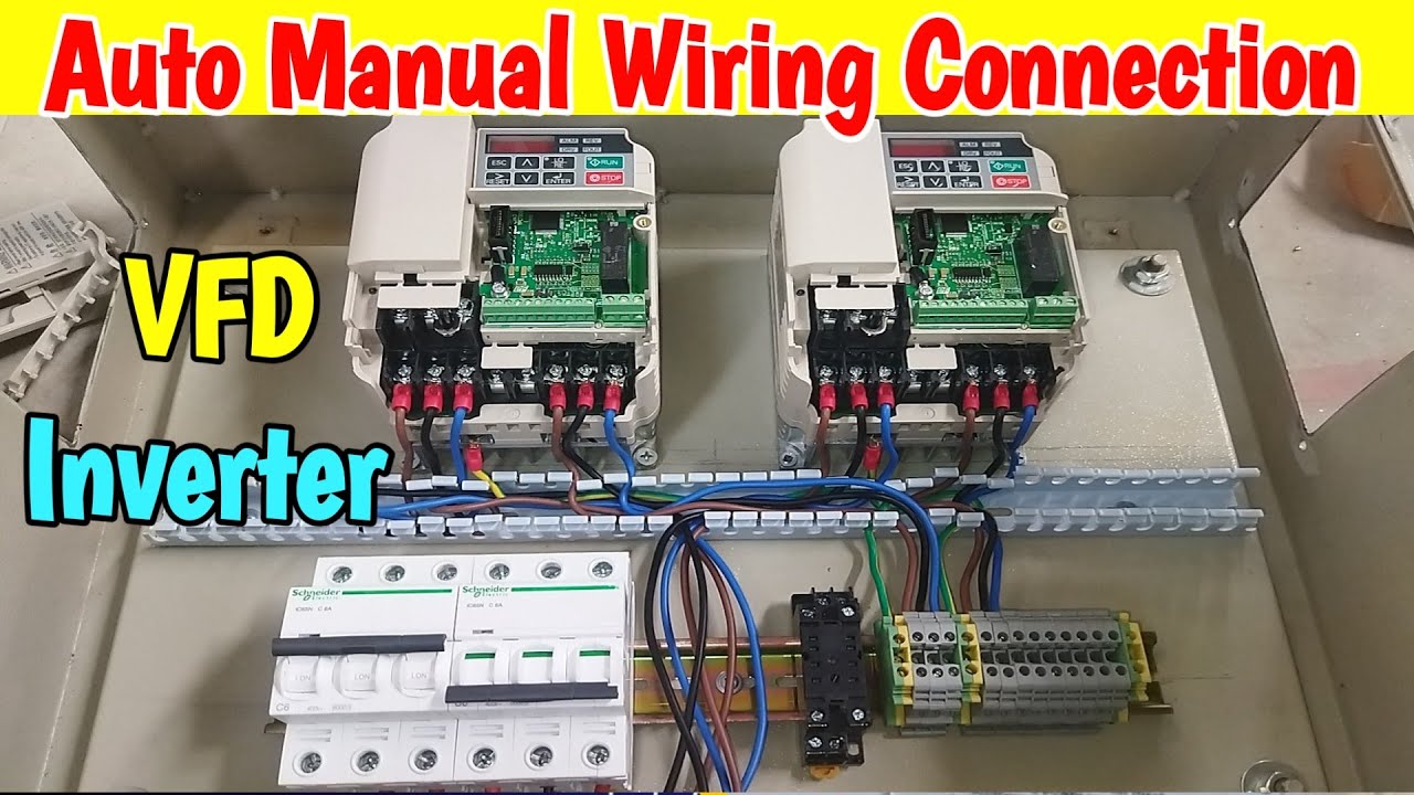 VFD Inverter Power & Control Wiring with Auto Manual Selector Switch || VFD Interlock Wiring