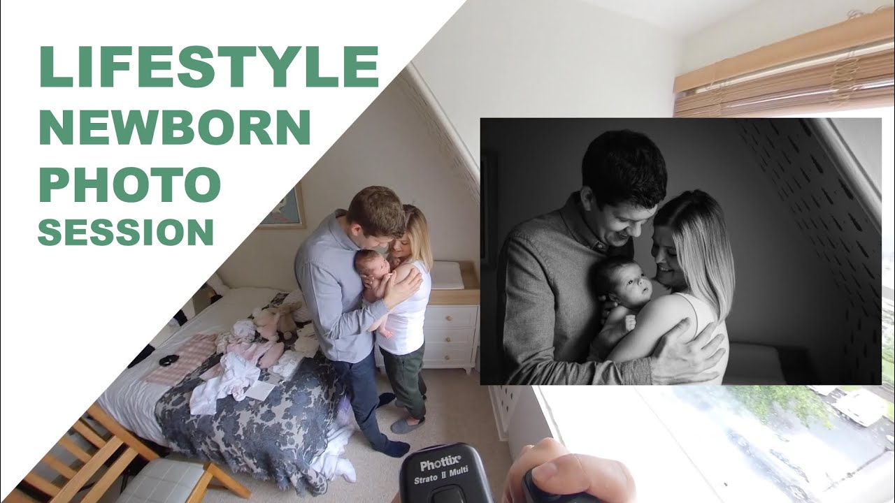 Lifestyle newborn photography backstage video at home