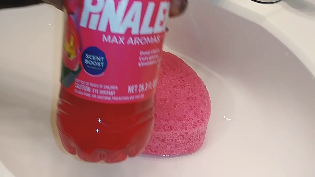 Pink bath sponge With Pinealen and Laundry Detergent