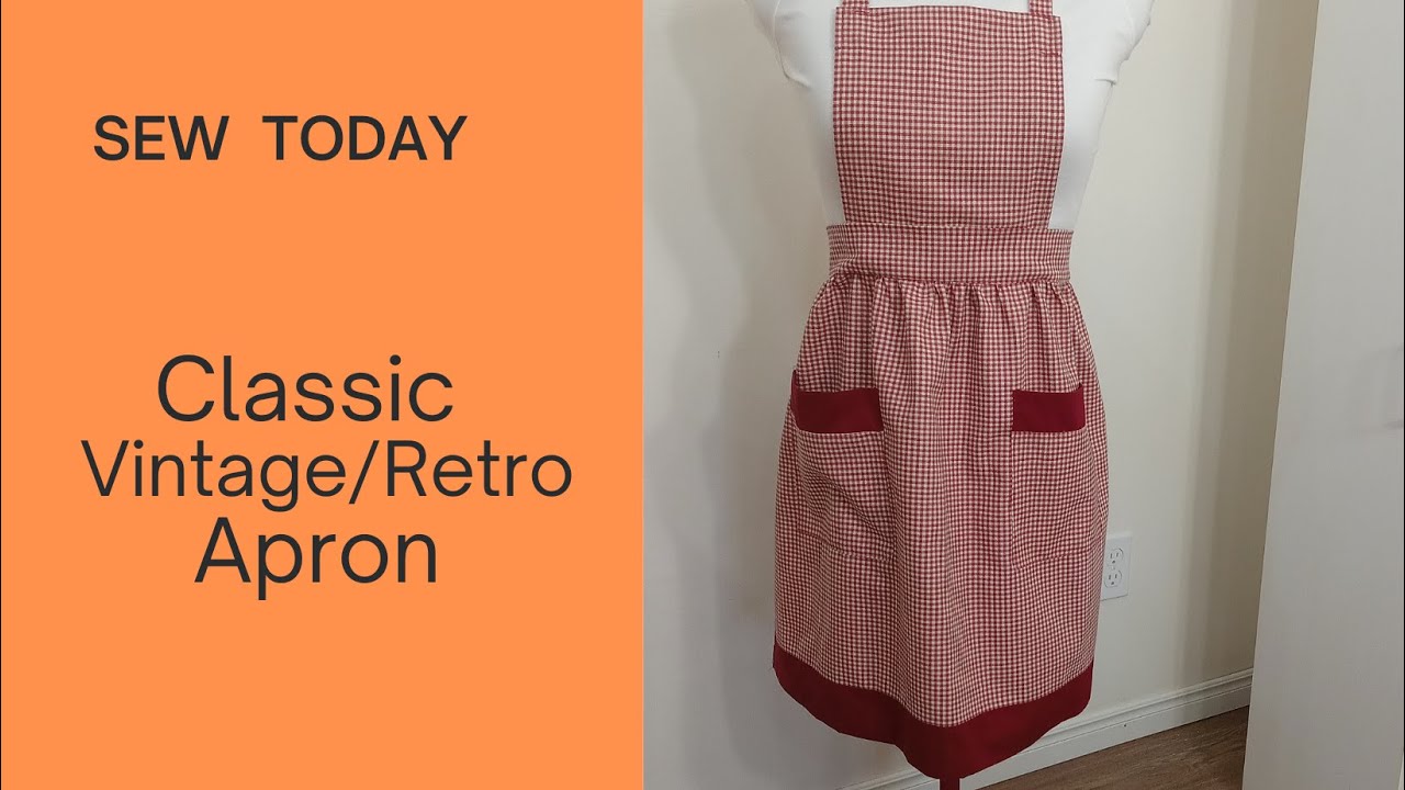 Classic Vintage/Retro Apron With Pockets Easy to Sew