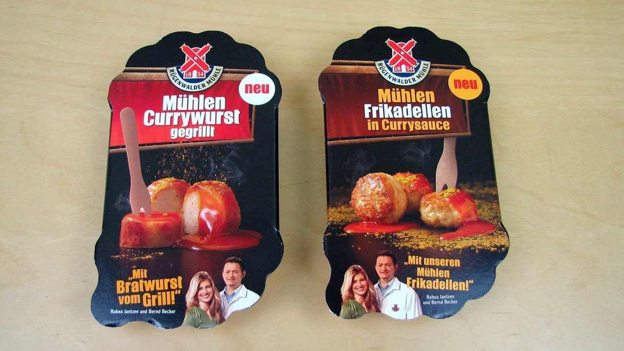 Rügenwalder Mühlen Currywurst gegrillt & Mühlen Frikadellen in Currysauce