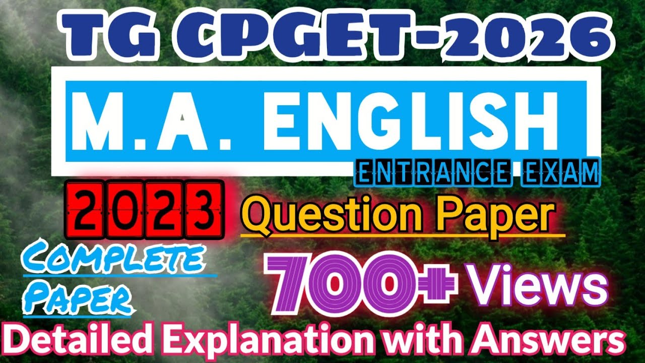 TG CPGET-2026 M.A. English: 2023 Question Paper Detailed Explanation with Answers #tgcpget2026 