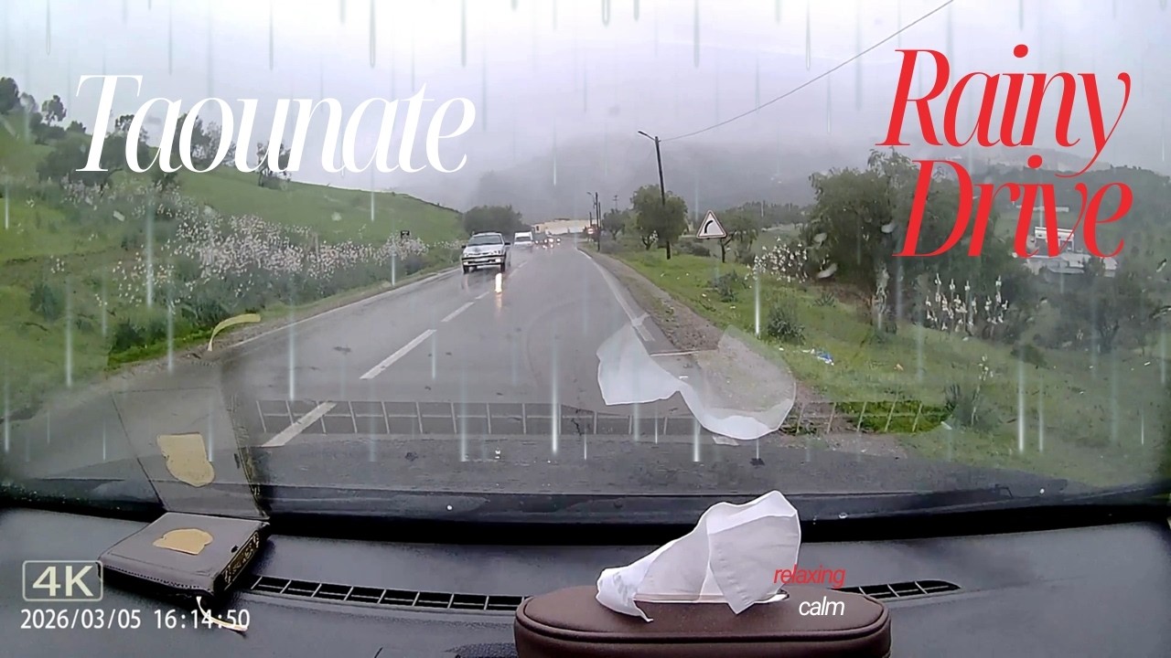 Rainy Drive in Taounate Morocco | Thunderstorm Road Trip | Relaxing Dashcam Drive