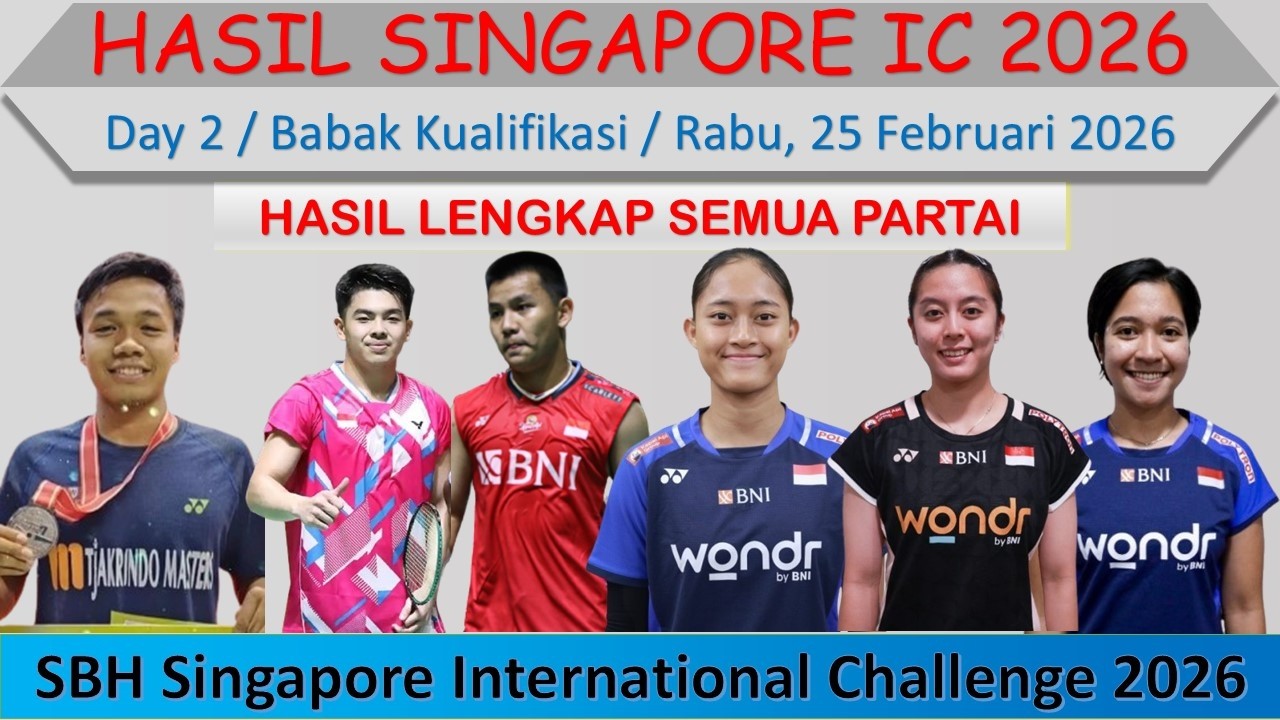 Hasil Lengkap Singapore International Challenge 2026 │ Day 2 / Kualifikasi │
