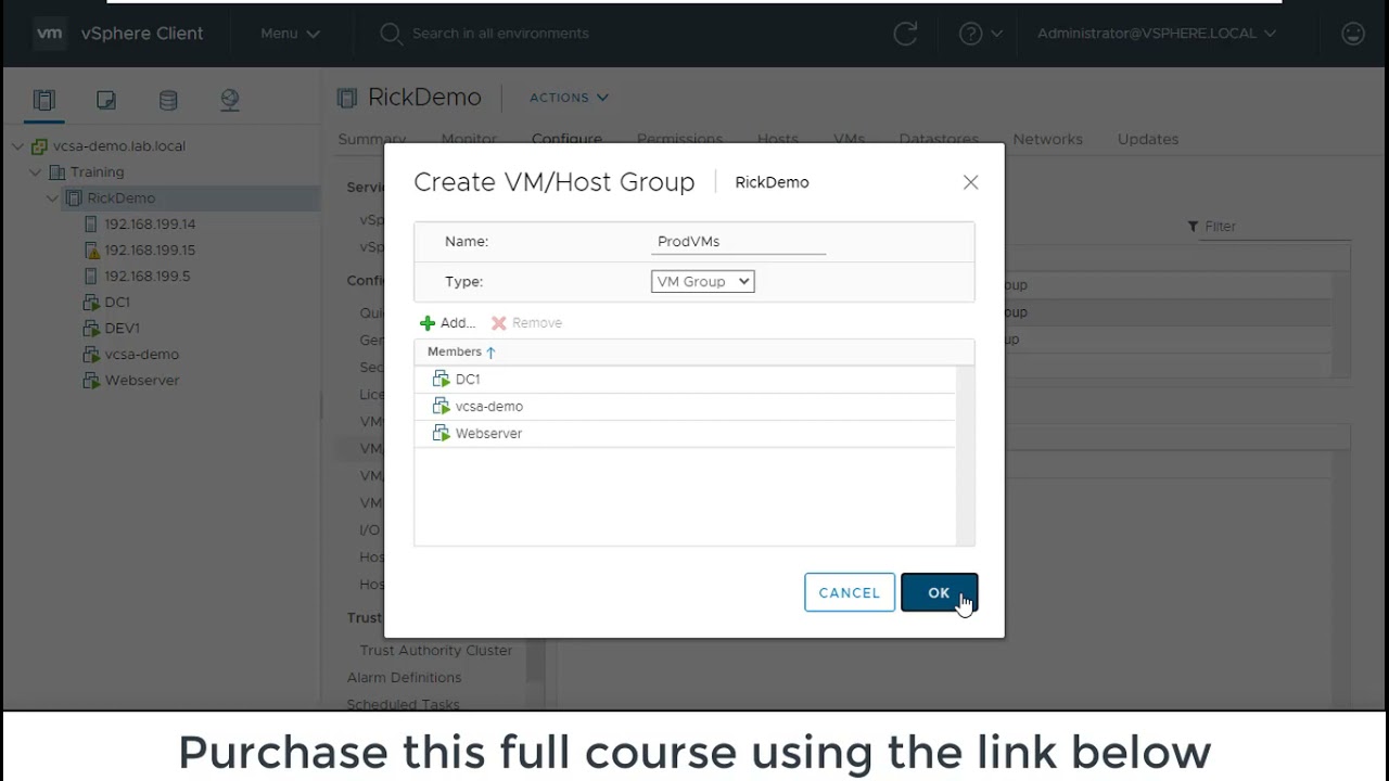 vSphere 7 DRS Affinity Rules, Groups, and VM Overrides from TrainerTests.com