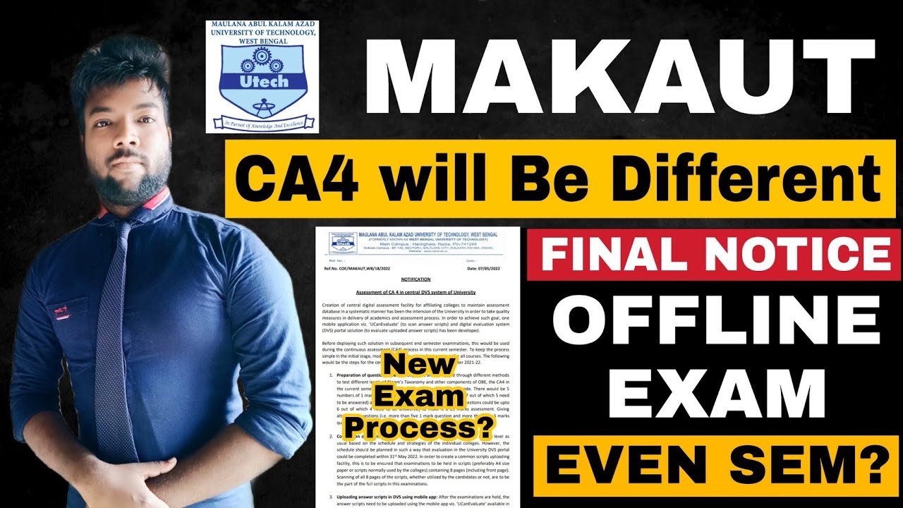 MAKAUT CA4 Final Notice | Offline Exam | App & DVS System | Even Sem Exam Mode | CA4 Exam Process.