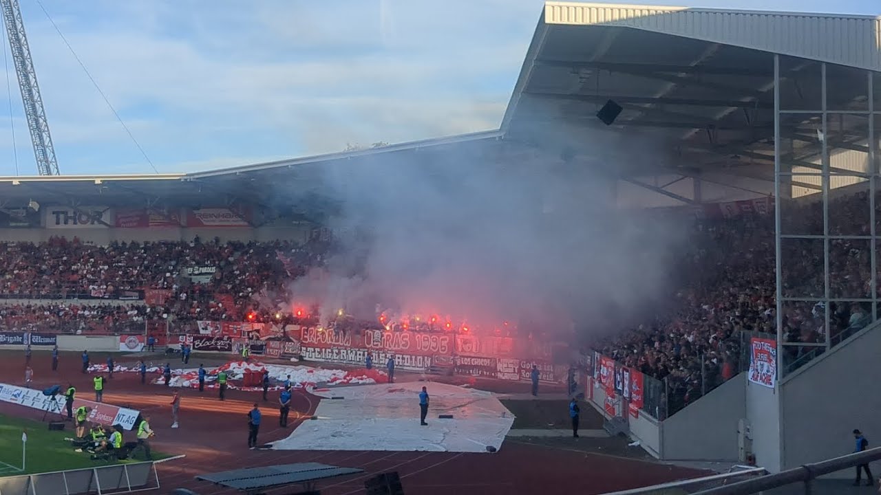 1:1 FC Rot Weiß Erfurt - FC Carl Zeiss Jena + Pyro + Ultras + Stimmung -Thüringen Derby 1.10.2023