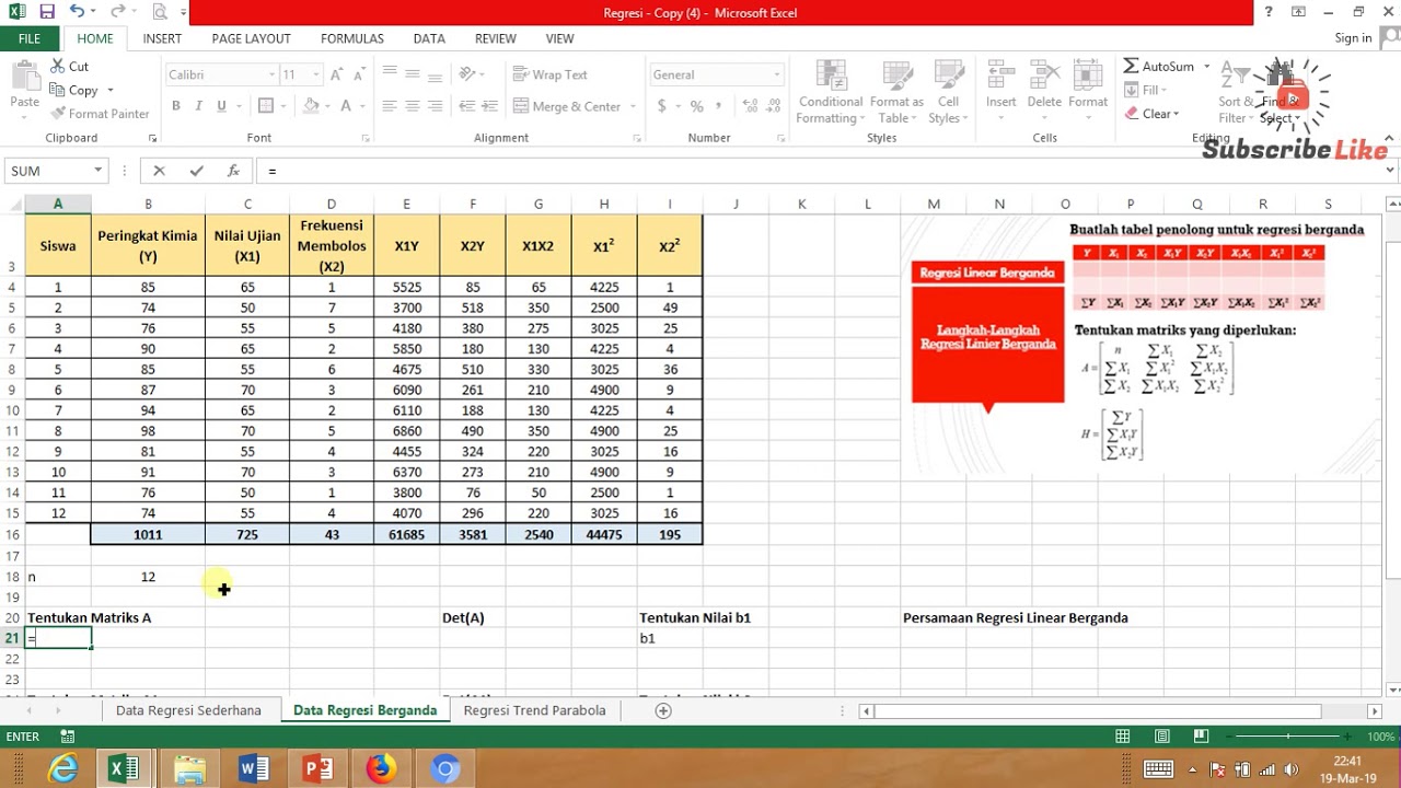 Regresi Linear Berganda Menggunakan Excel