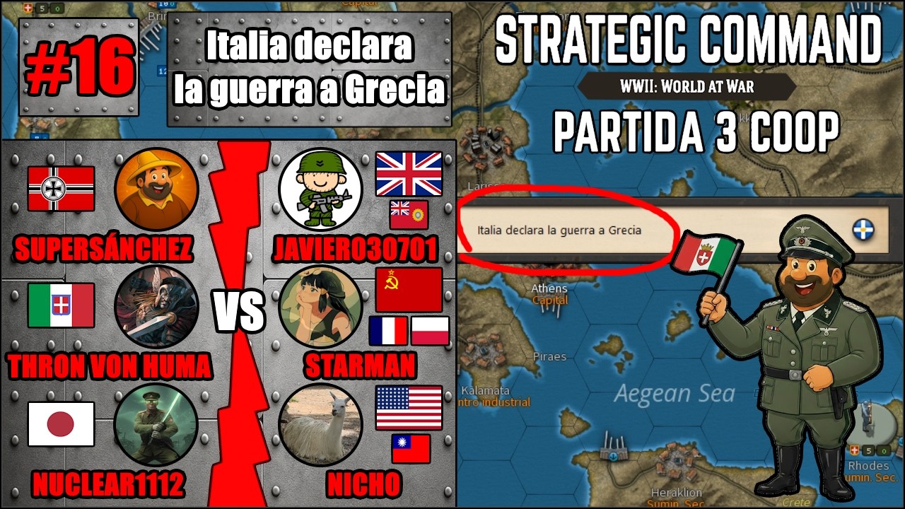 Italia declara la guerra a Grecia | Turno 16 | Partida Coop 3 | Strategic Command WW2: WaW