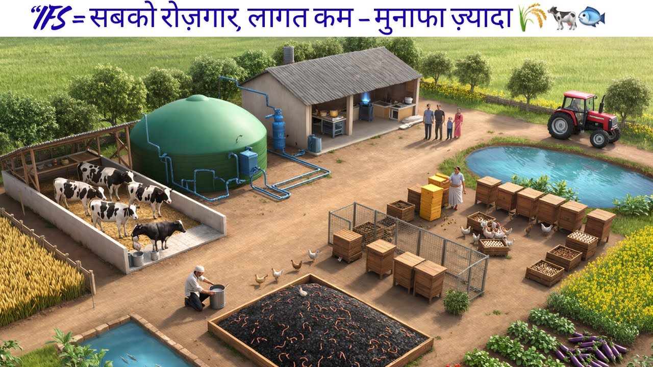 Integrated Farming System कम लागत, ज़्यादा मुनाफ़ा और हर घर में रोज़गार 🌾🐄🐓🐟#ai #motivation #video 