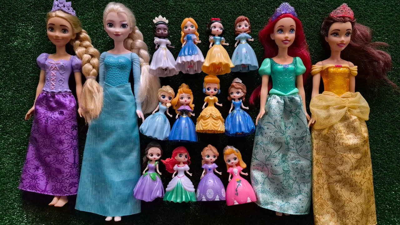 ASMR Most Popular Disney Prencess Mattel Dolls lots of colorful rainbow Dresses unpacking toys
