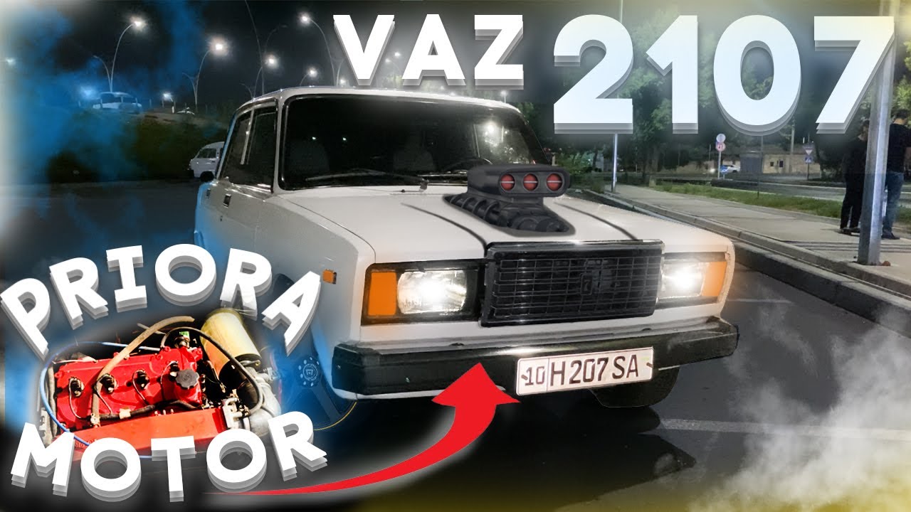 Vaz 2107 Priora motor! Juguliga priora motor qoysa qanaqa yuradi? 2022 yilda 16.K motor qoysa boladm