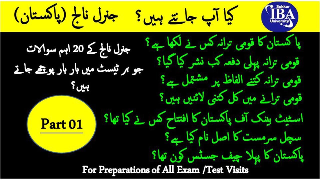 General Knowledge MCQs | BPS 5 to 15 Jobs Preparation | IBA Screen Test Preparation BPS 5 to BPS15