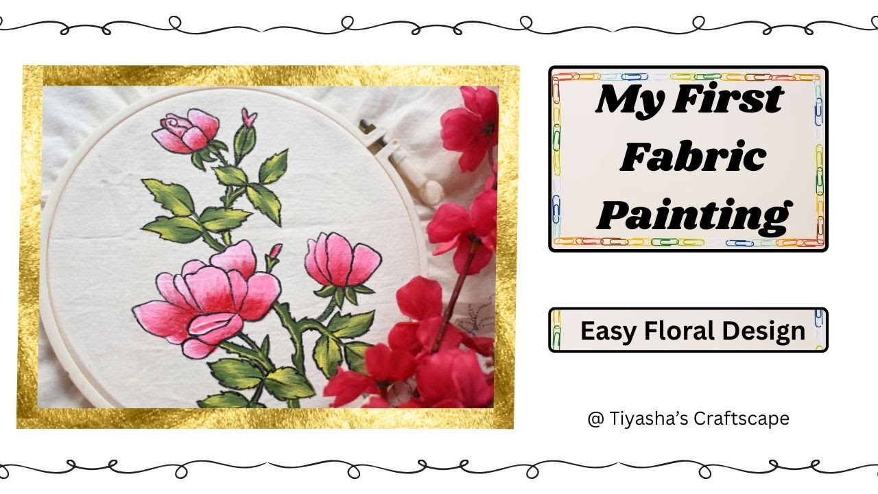 🌺 My First Fabric Painting , Easy Floral Design🌷#shortsfeed #ytshorts #fabricpainting #painting
