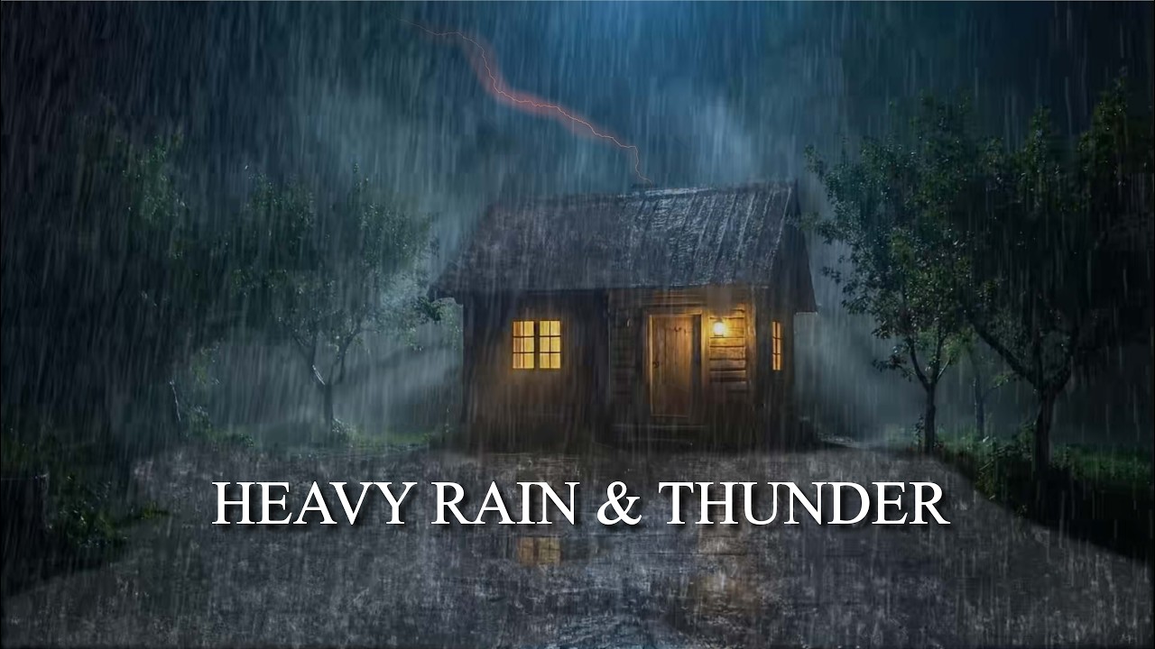Severe Rainstorm Sounds for Sleep – Thunder & Heavy Rain on Cabin 1 Hour | Fall Asleep Fast