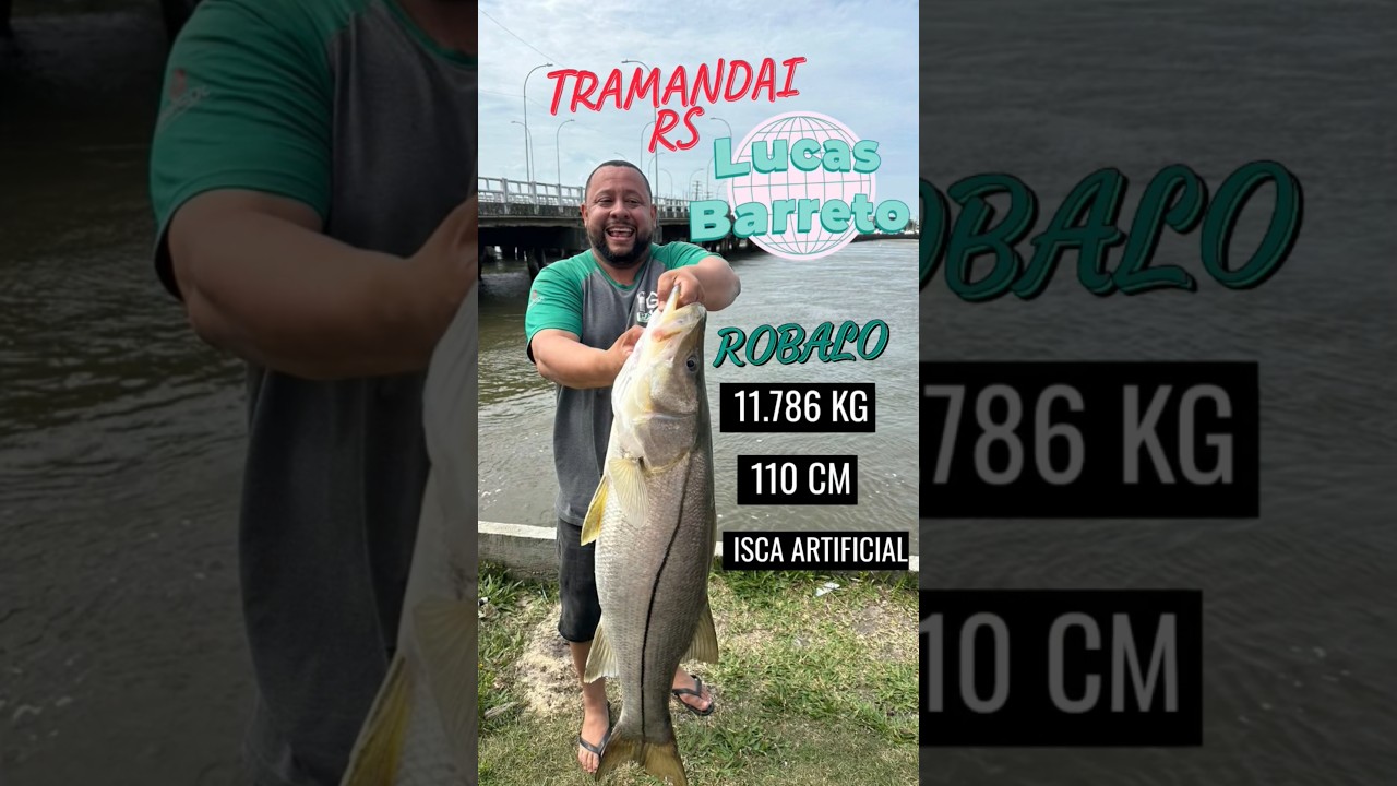 P2. Peixe ROBALO FLECHA de 11.786Kg e 110cm pescaria em TRAMANDA&Iacute; RS Video completo descri&ccedil;&atilde;o abaixo