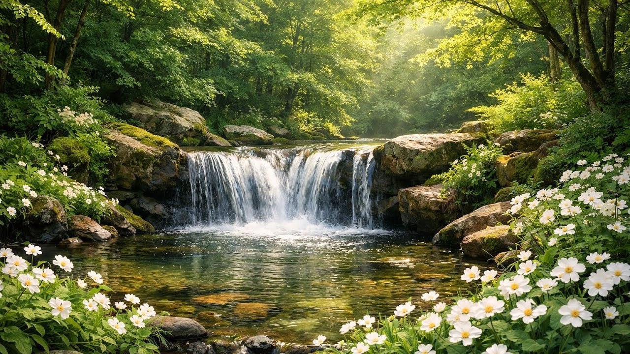 FALL ASLEEP INSTANTLY 🌊 Waterfall & Soft Piano • Deep Sleep Music