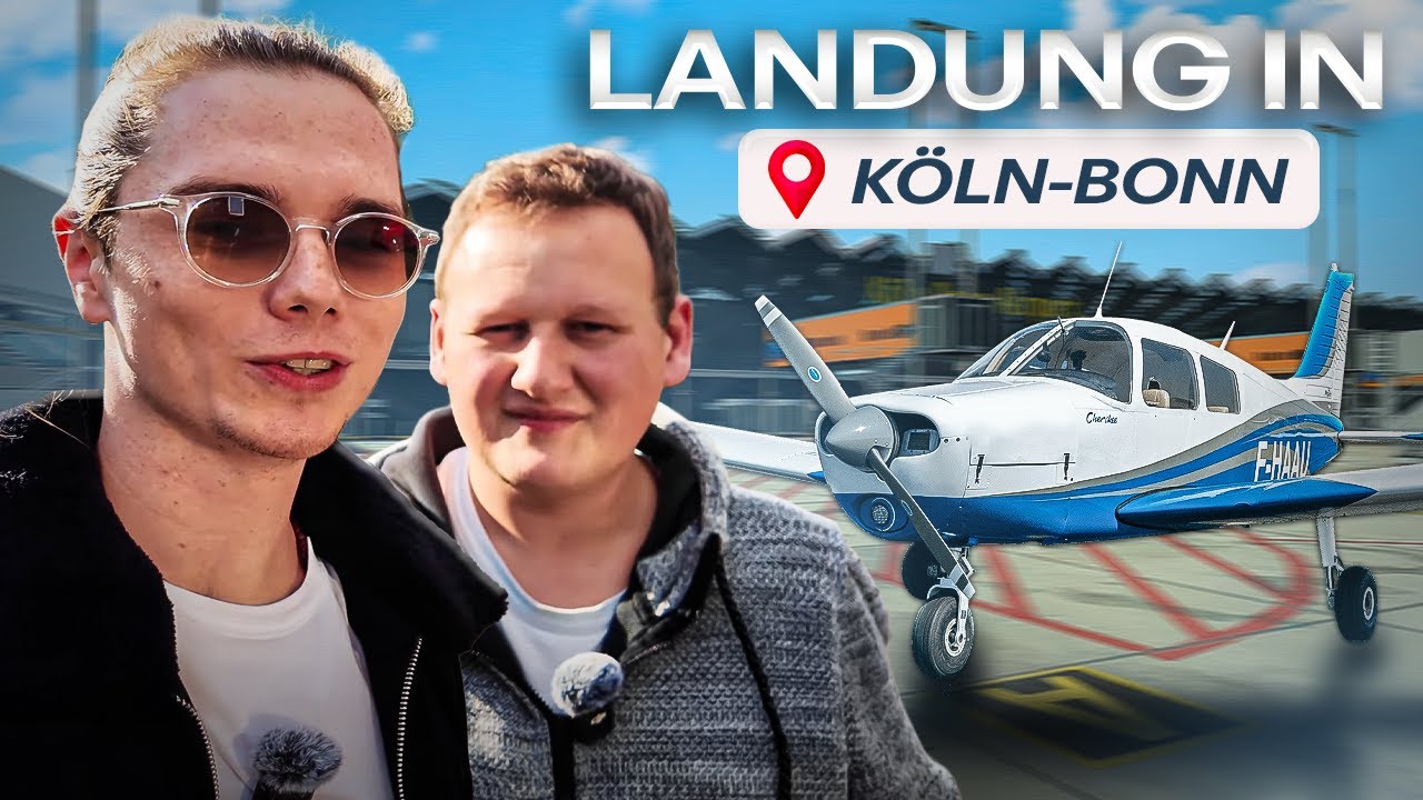 Wir landen mit einem kleinen Flugzeug in Köln-Bonn (EDDK)