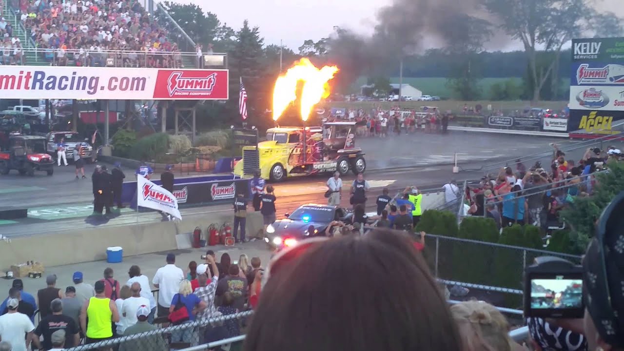 Jet truck rips apart burnout box Night Under Fire
