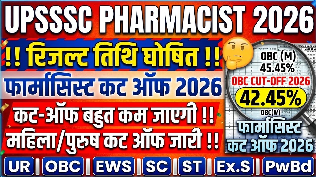 UPSSSC Pharmacist Result Update 2026 🚨 | Official Cut Off & DV Safe Score Analysis | Expected Marks