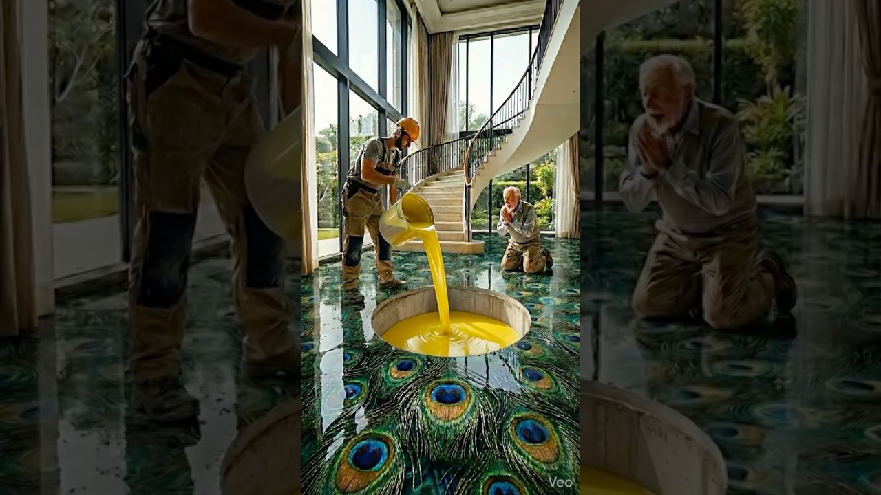 Luxury Floor Transformation Gone Wild 😱 Insane Epoxy Pour! #Shorts