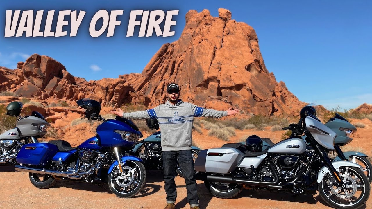 Valley of fire on a Harley Davidson