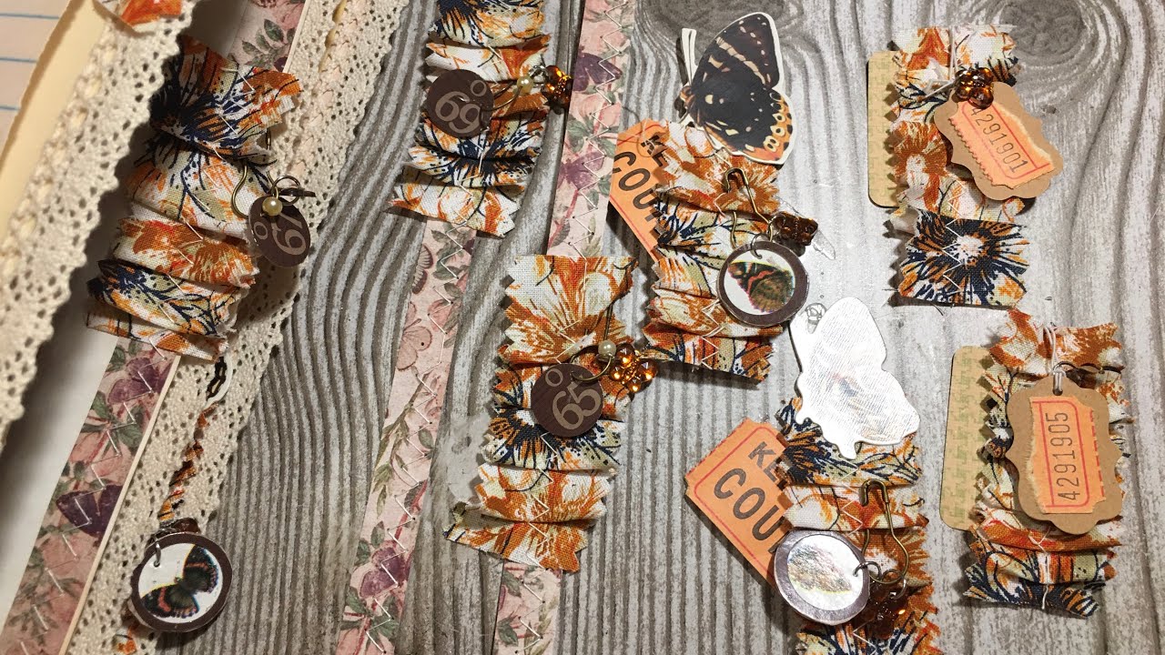 Ruffle edge with 3 embellishments FAST - August Assembly Line Junk Journal Challenge