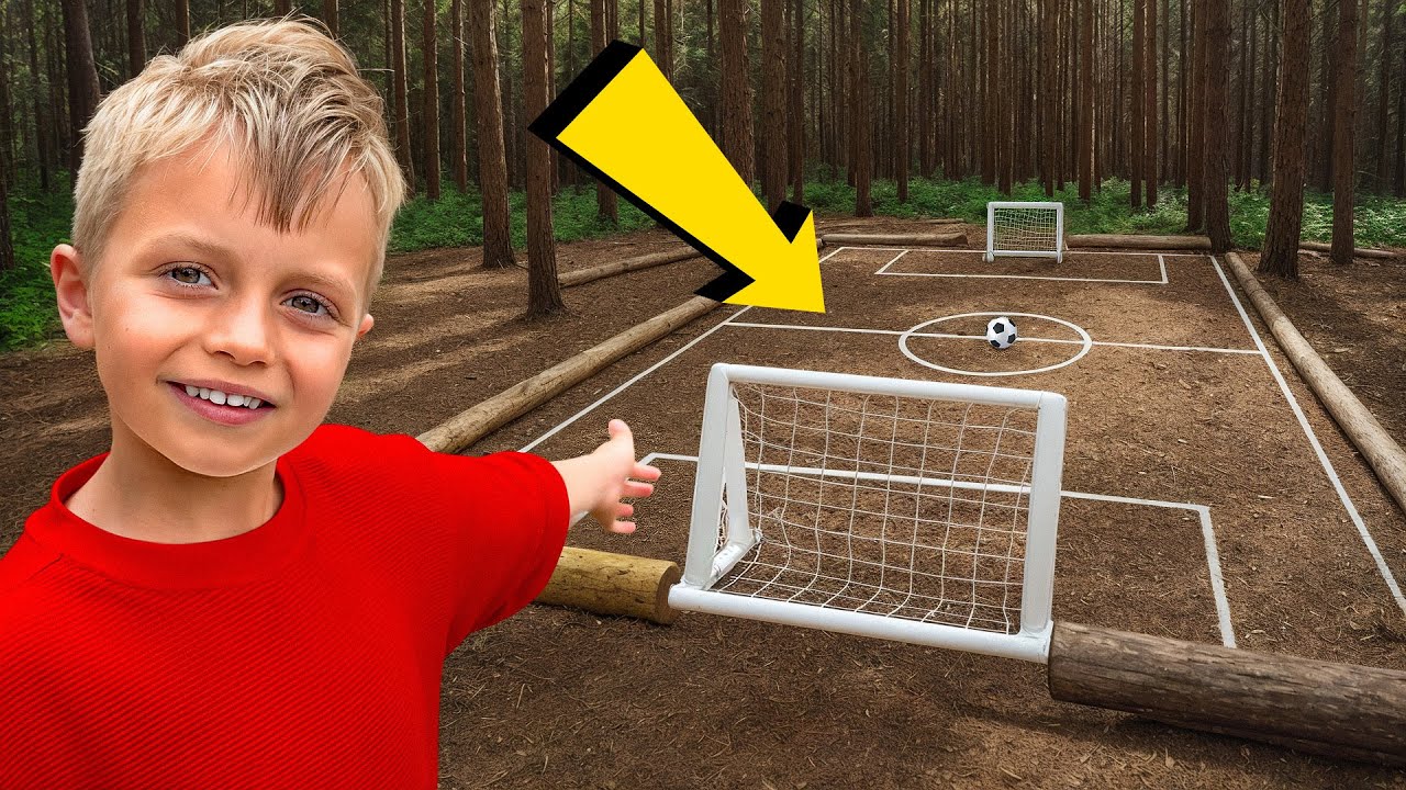 I Made A FOOTBALL PITCH In The FOREST!!