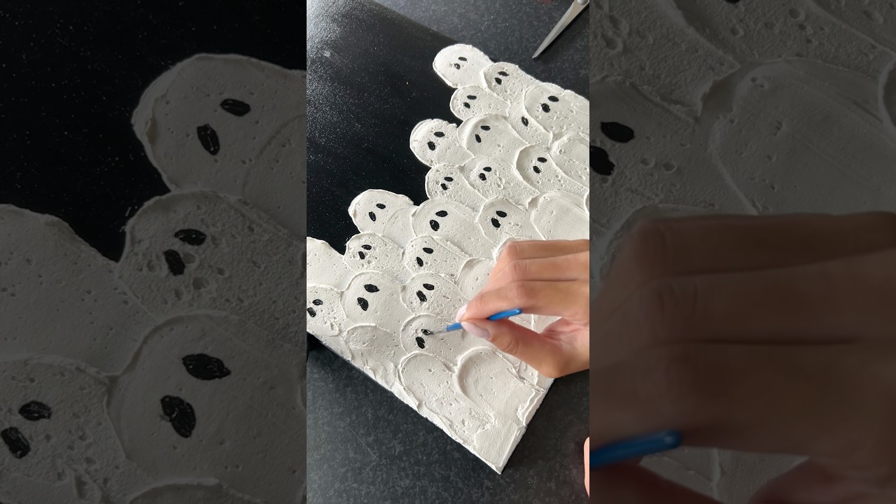 Easy and fun halloween painting diy! 👻 so much fun! #spooky #crafts #beginners #art #shorts #ghost