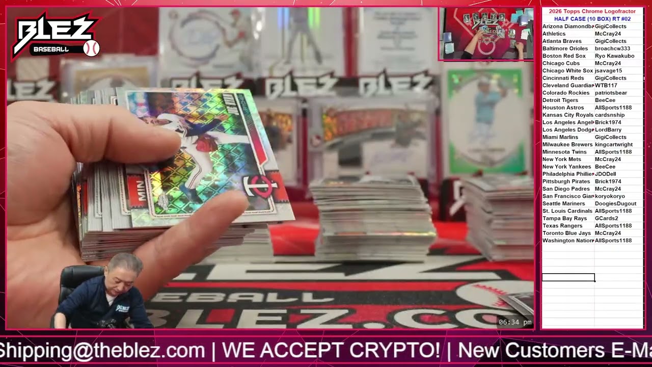 Вскрытие половины кейса (10 боксов) 2026 Topps Chrome Logofractor MLB, рандом команд №02