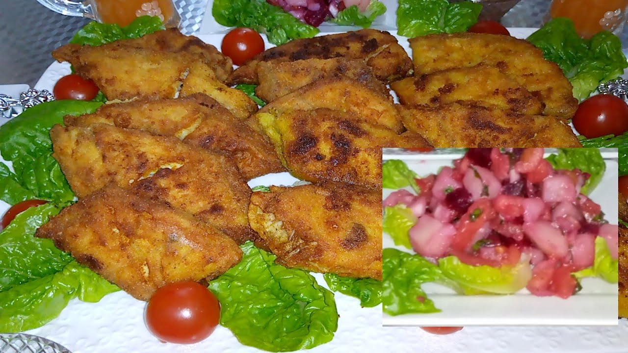 سمك السمطة مقلي بتتبيلة رائعة كتخليه يجي خطير في المذاق+سلطة مرافقة صحية ولذيذة👌