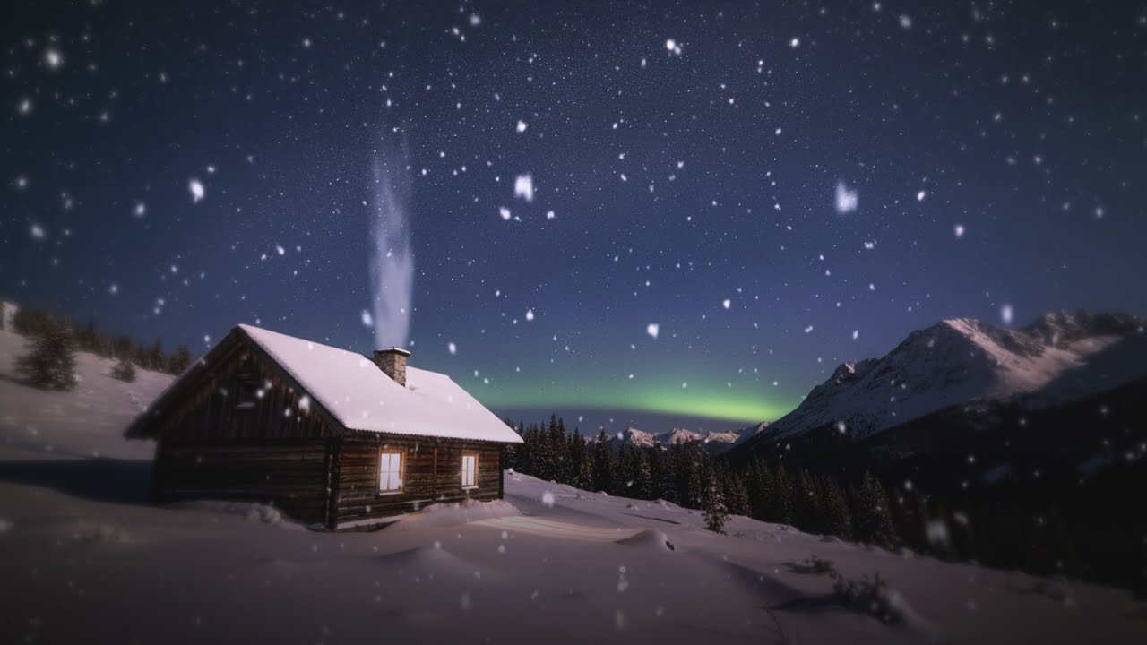Mountain Cabin Under Stars — Deep Sleep Piano & Winter Silence