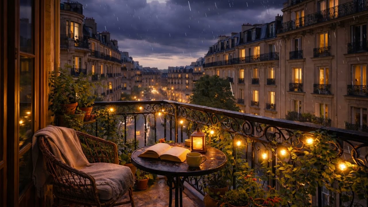 4K Rainy Evening in Paris 🌧️ | 3 Hours of Calming Rain Sounds for Sleep, Study & Reading