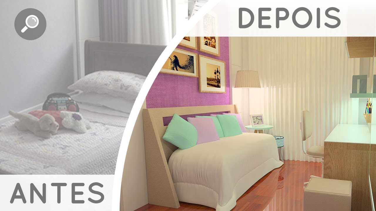 ANTES E DEPOIS - Quarto adolescente feminino