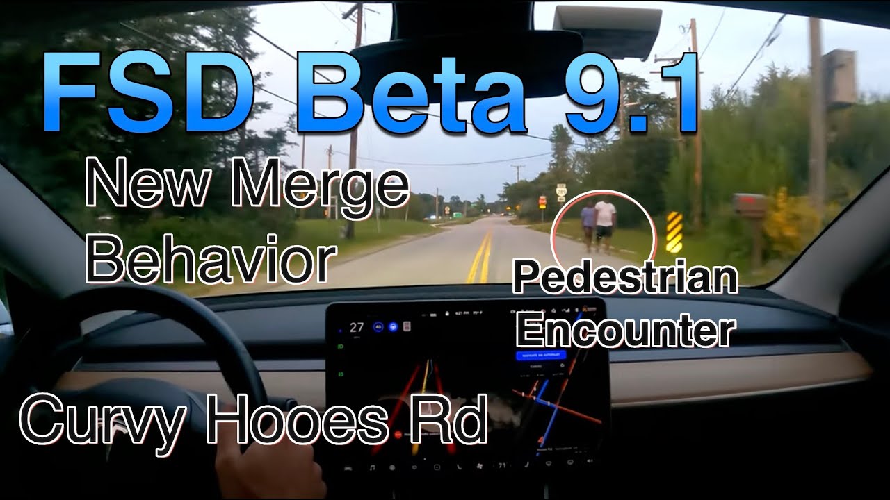 FSDBeta 9.1 New Merge Behavior - Curvy Hooes Rd - Pedestrian Encounter
