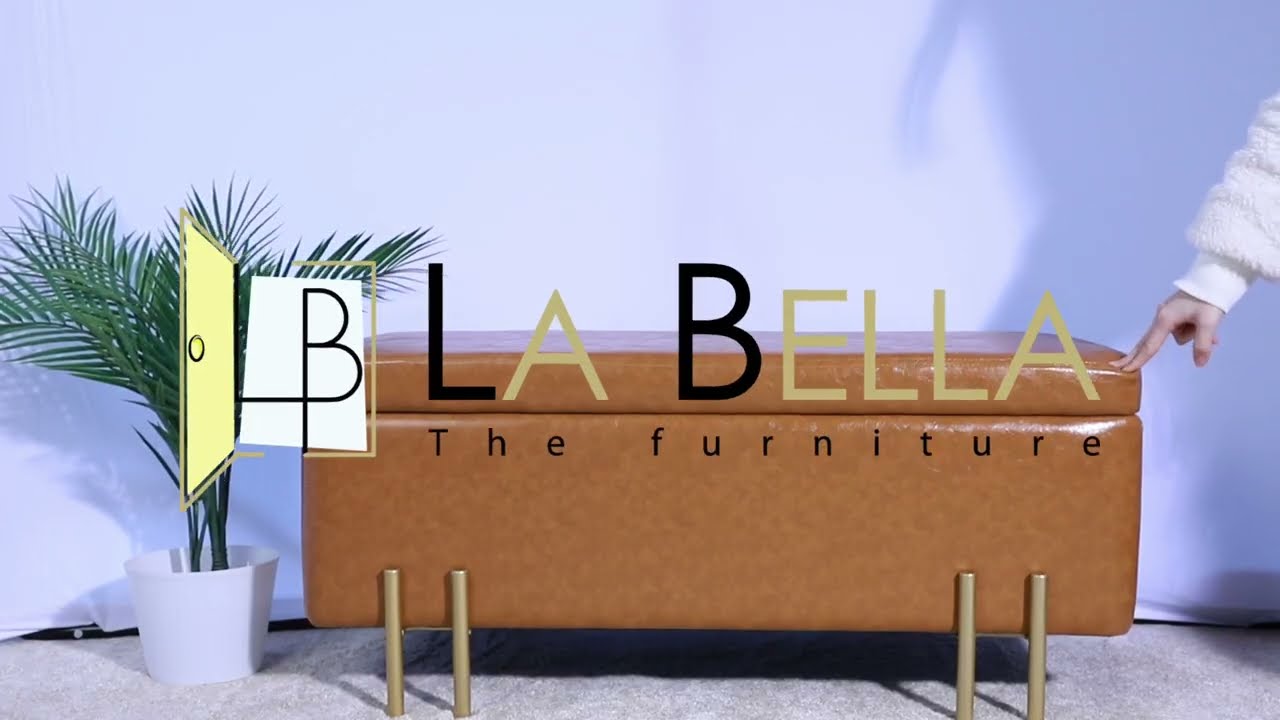 Elegant Brown PU Leather Ottoman: Stylish Storage & Seating Solution | La Bella Review