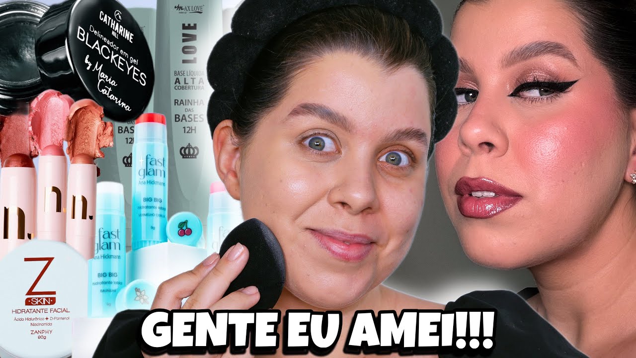 Testando LANÇAMENTOS da Nina makeup, Catharine Hill , Ruby rose e maissssss