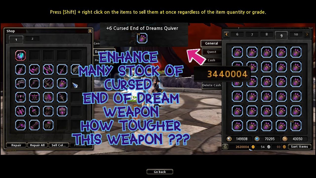 Cursed End Of Dream Weapon Enhancement /  How Tougher This Items For Enhance ? / Worth or No to Use?