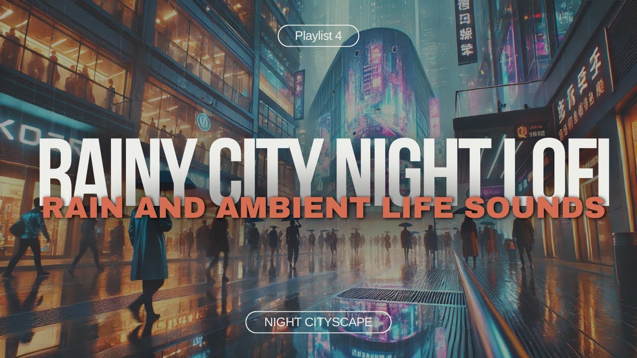 Rainy Night Lofi hip-hop Chill Beats 🎵: Rain💧and Ambient Life Sounds In Cityscape 🌌