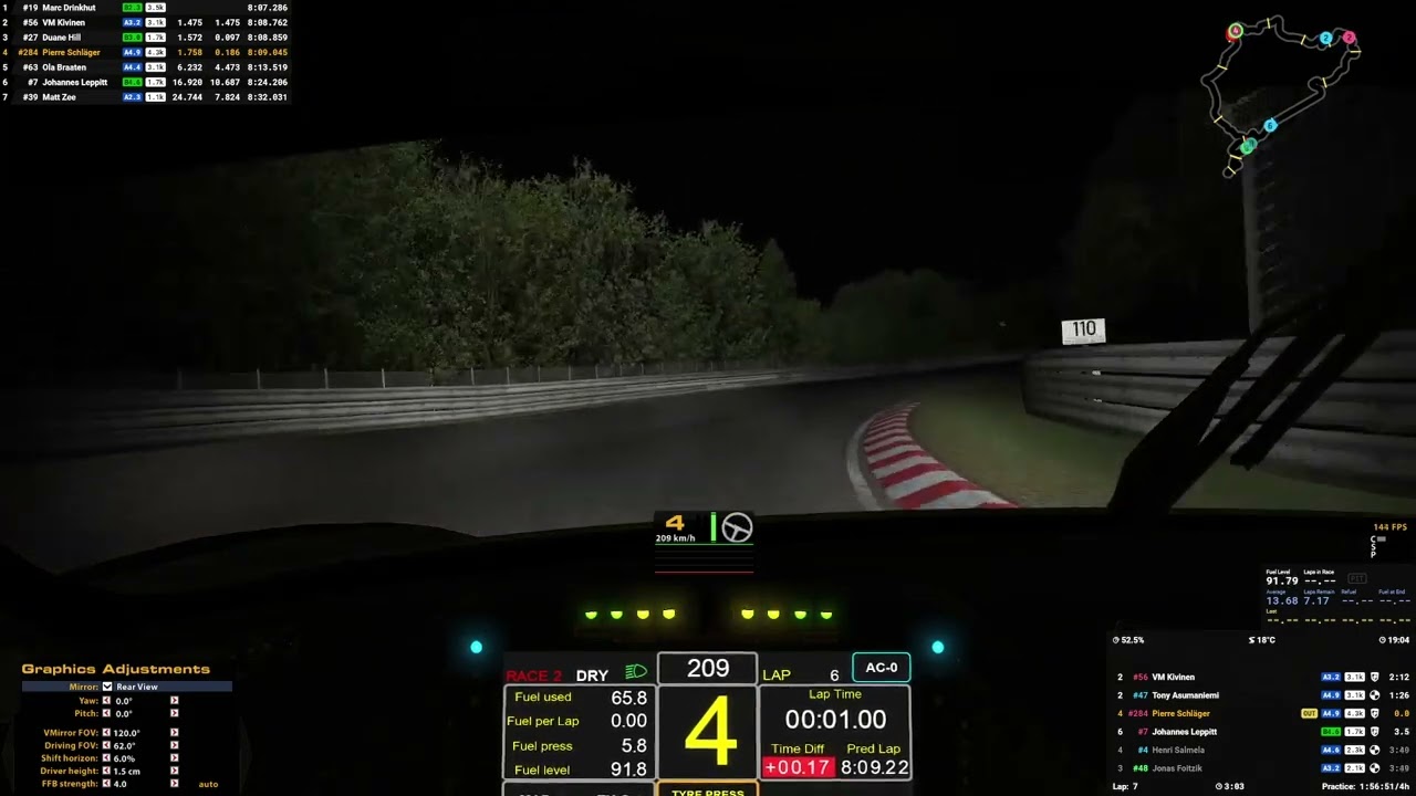 iRacing Porsche 991.2 GT3 R Nordschleife Lap at Night