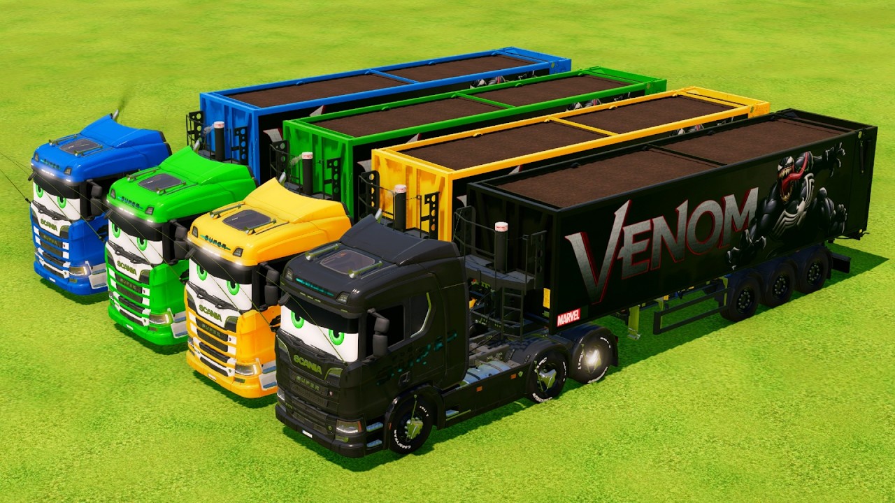 Transporting Colorful Rainbow Trailer Trucks - Farming Simulator 22 #45