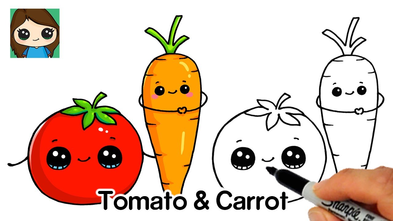 How to Draw a Tomato and a Carrot 🍅🥕 Veggie Series #2