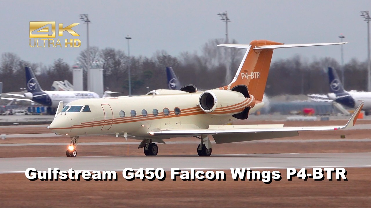 Gulfstream G450 from Falcon Wings P4-BTR arrival at Munich Airport MUC EDDM #biz #vip #executive