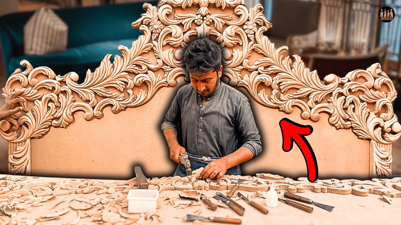 How Wooden Bed Headboard Is Made | Amazing Hand Carving Process