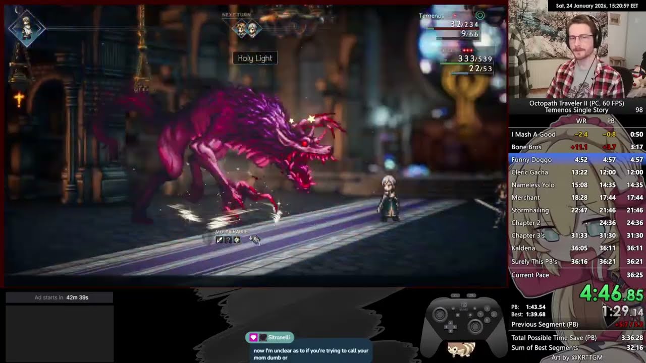 [Current WR] PB 35:09 | Temenos Single Story - Octopath Traveler II (PC, 60 FPS) speedrun