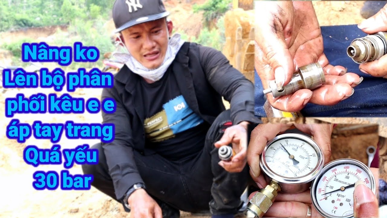 Cách@ chỉnh bơm thủy lực máy xúc.Bộ phân phối kêu e e. xe nâng yếu và rất chậm