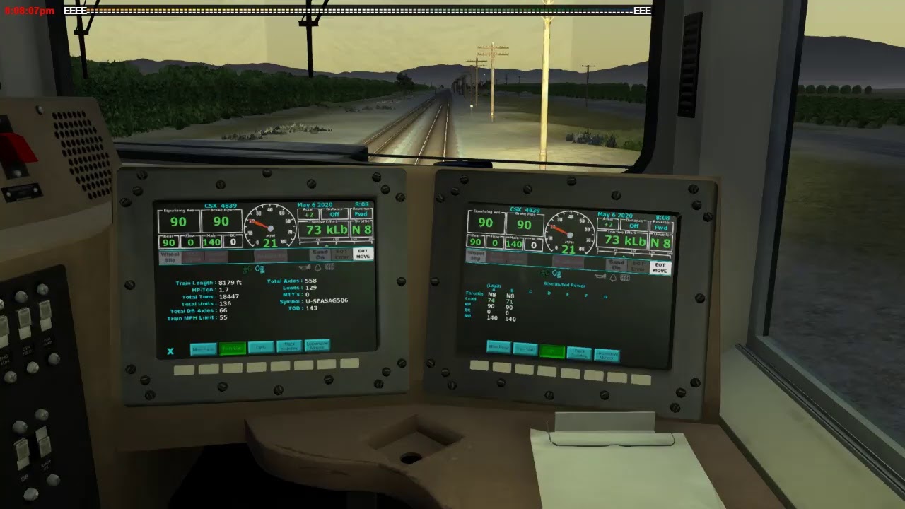 Heading east over the Mojave Pass to Barstow on the OVS Run8 server