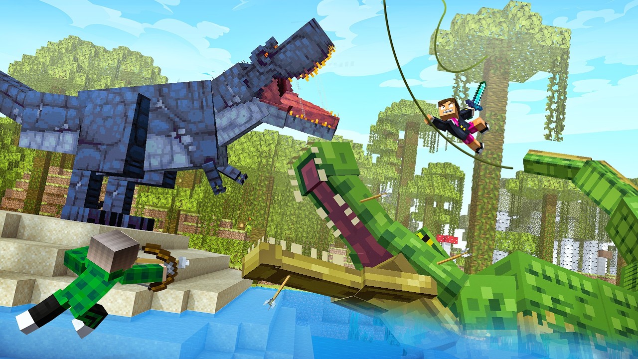 LOKI E AMIGOS PRECISAM SOBREVIVER EM MUNDO DE DINOSSAUROS no MINECRAFT!